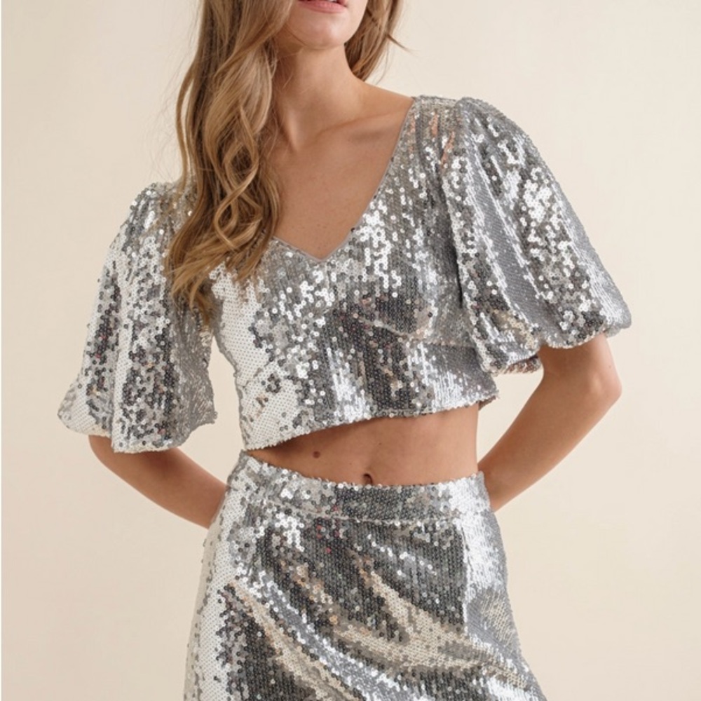Silver Sequin 2 piece set